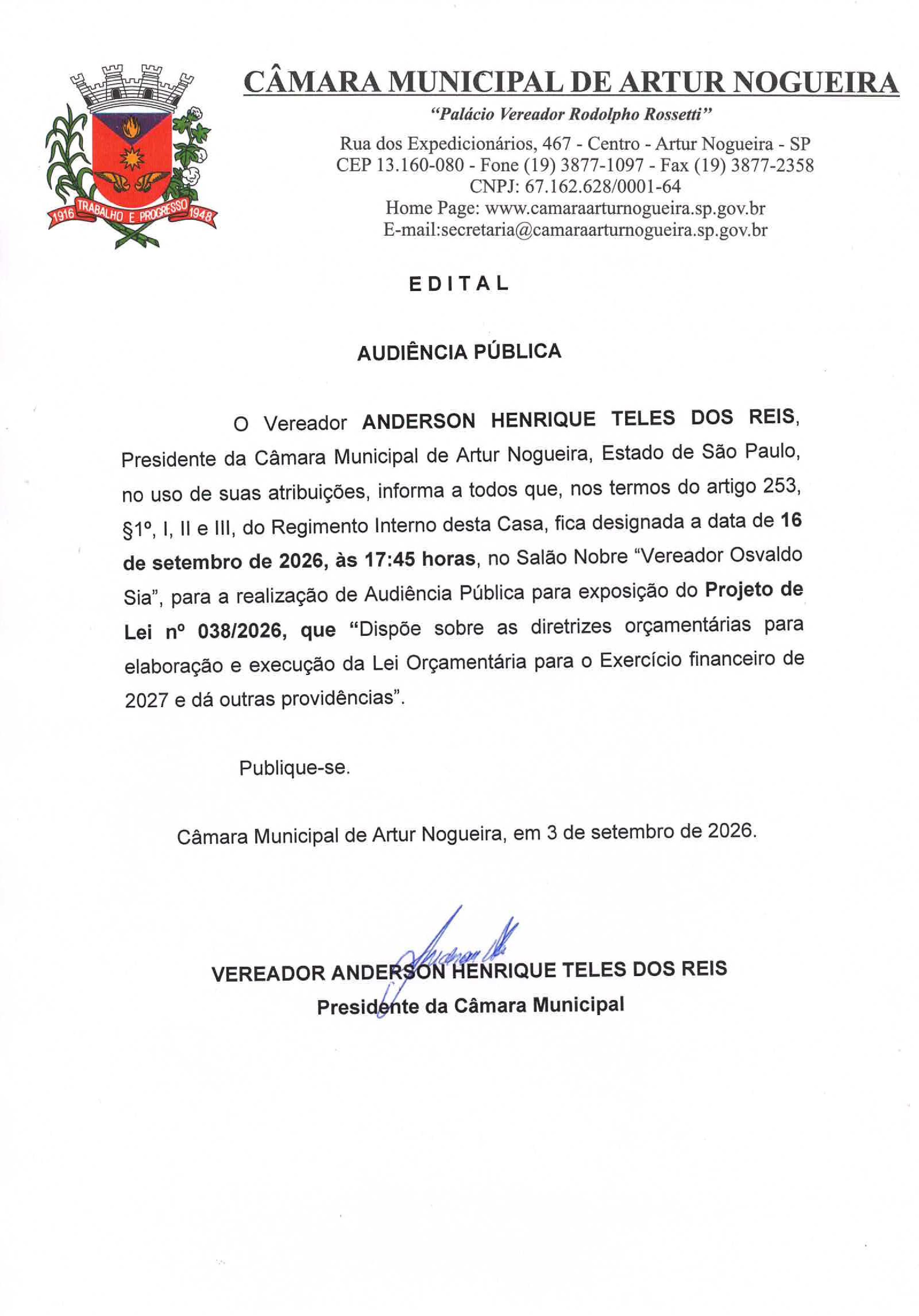 EDITAL AUDIENCIA PUBLICA LDO 2027